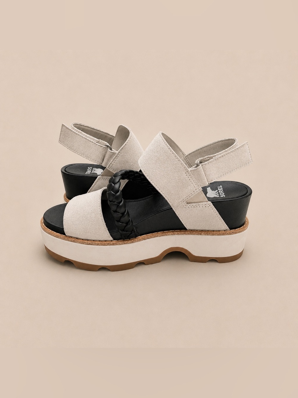 SOREL Kinetic Impact Slingback Platform Sandals Sea Salt Black Women’s 6 - Picture 5 of 12